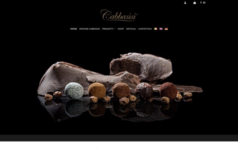 E-commerce Cabbasisi – home page con le praline di cioccolato di Modica